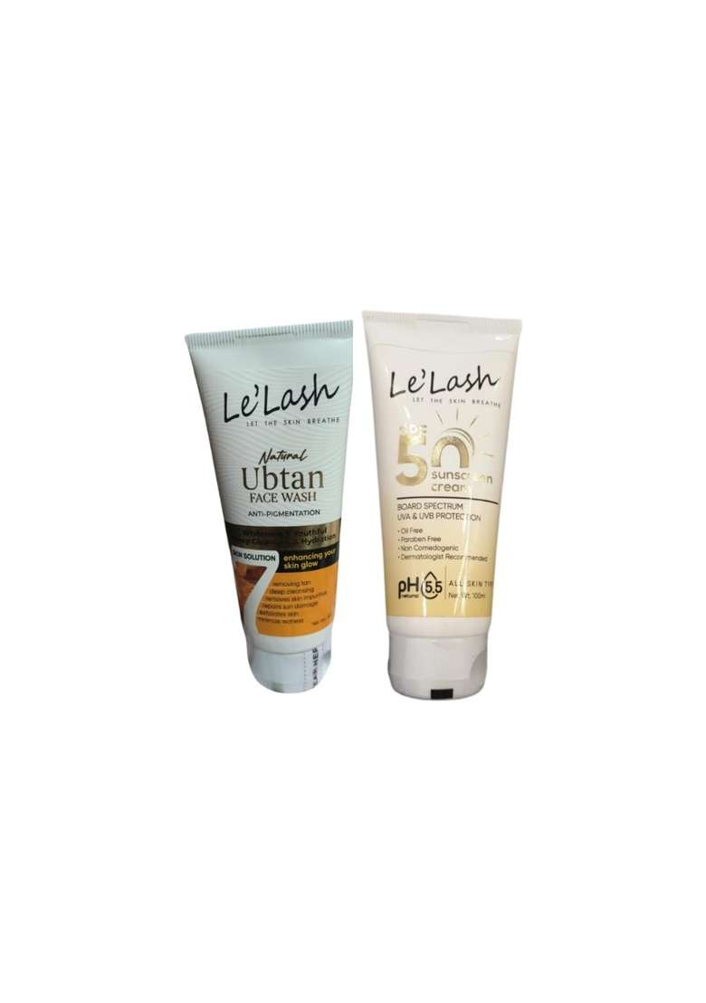 Lelash Ubtan Face Wash 100GM and SPF 50 Sunscreen Cream 100GM - Indya
