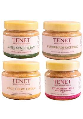 Tenet Anti Acne and Anti Pigmentation and Anti Tan Ubtan Kumkumadi Face Pack and Face Glow Pack Combo for Face