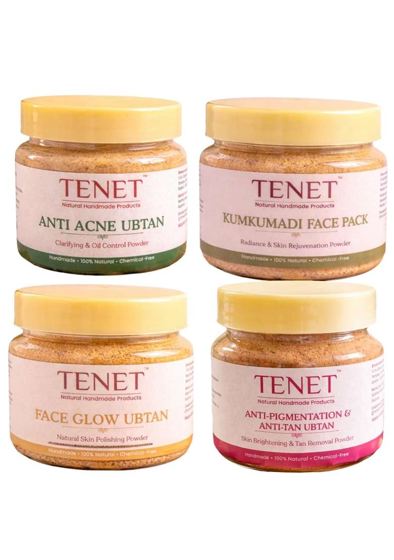 Tenet Anti Acne and Anti Pigmentation and Anti Tan Ubtan Kumkumadi Face Pack and Face Glow Pack Combo for Face - Indya