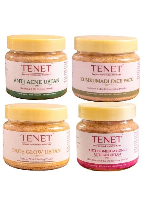 Tenet Anti Acne and Anti Pigmentation and Anti Tan Ubtan Kumkumadi Face Pack and Face Glow Pack Combo for Face