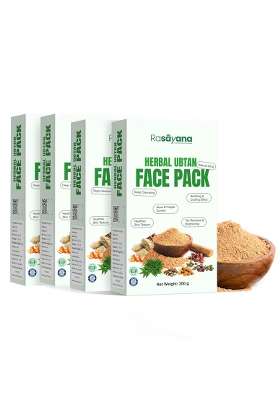 Rasayana Herbal Ubtan Face Pack 200G Multani Mitti Sandalwood Neem and Orange Peel Pack of 4