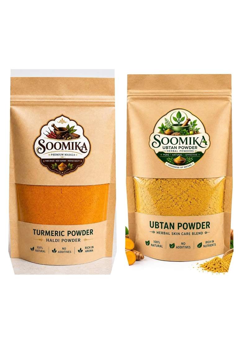 Soomika Turmeric Powder and Ubtan Powder Combo 500 G and 500 G Spice Powder Combo for Indian Cooking Pack of 1 - Indya