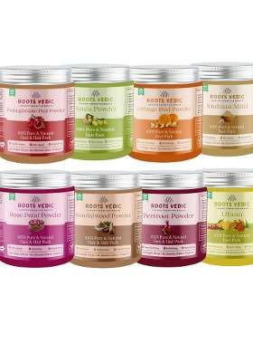 Roots Vedic All in One Herbal Face Pack Combo Rose Petal Orange Peel Sandalwood Ubtan Beetroot Multani Mitti