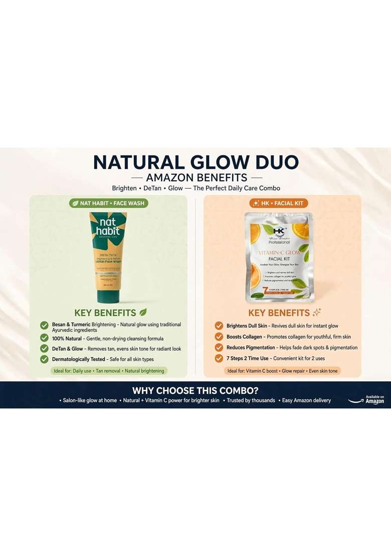 Nat Habit Yellow 90G Fresh Tikta Brightening and Detan Ubtan Face Wash Plus Home Keratin Professional Vitamin - Indya