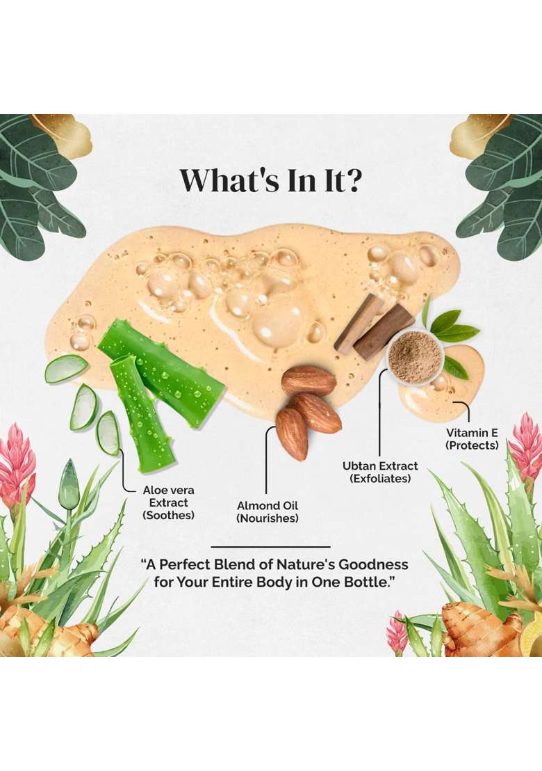 Rubz Herbal Ubtan Body Wash with Turmeric and Sandalwood Natural Glow Tan Removal and Skin Softening Formula - Indya