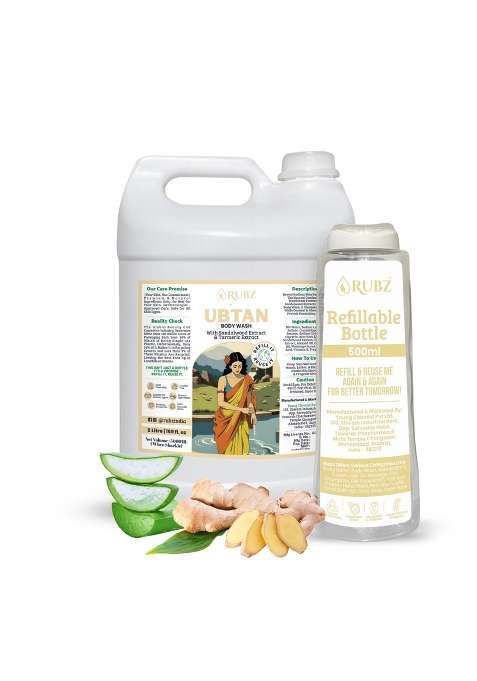 Rubz Herbal Ubtan Body Wash with Turmeric and Sandalwood Natural Glow Tan Removal and Skin Softening Formula