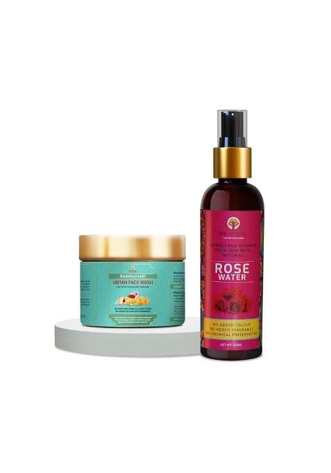 WE Herbal Kumkumadi Ubtan Face Wash and Rose Water Combo 100ML Natural Skin Brightening and Hydrating Cleanser
