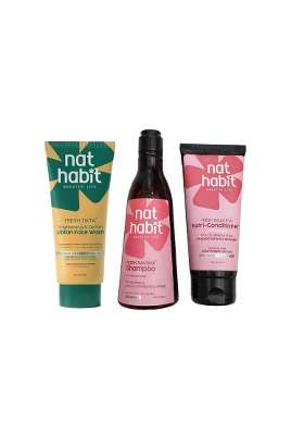 Nat Habit Fresh Tikta Ubtan Face Wash 50G Plus Fresh Navdha Shampoo 225ML and Nutri Conditioner 125ML