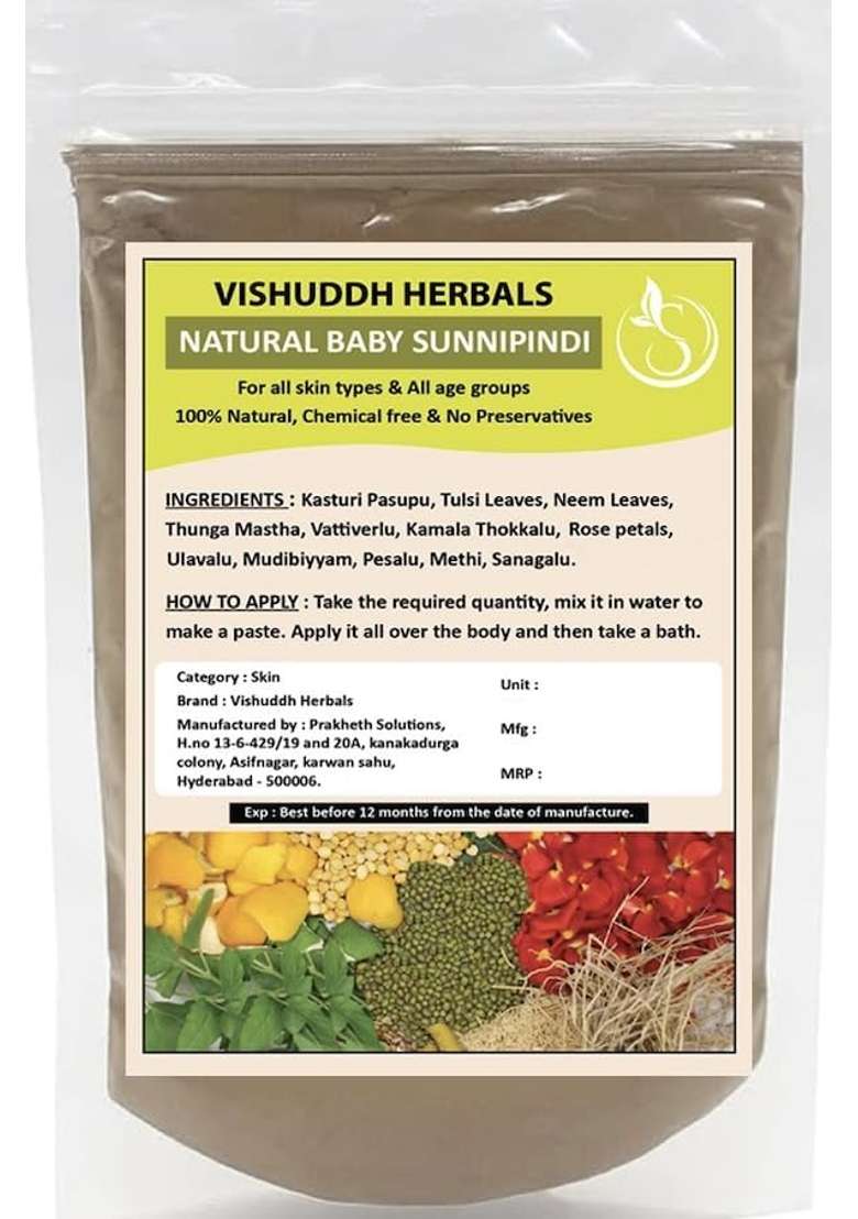 Vishuddh Herbals Sunnipindi Herbal Nalangu Maavu Ubtan Bath Powder for Babies 3 in 1 Ubtan Body Scrub - Indya