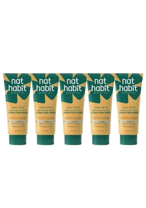 Nat Habit Yellow Fresh Tikta Brightening and Detan Ubtan Face Wash with Besan Pack of 5