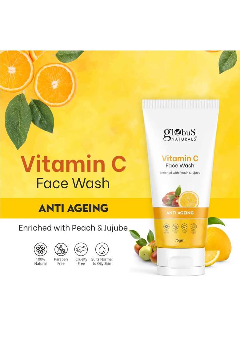 Globus Naturals Face Wash Combo Aloe Vera Neem Tulsi Kesar Chandan Mulberry Vitamin C Set of 6 - Indya