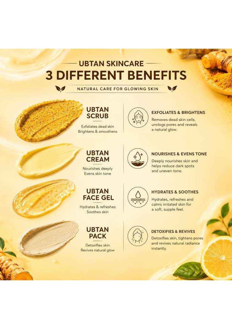 O2 Green Organics Ubtan Facial Care Combo Kit Ubtan Scrub Ubtan Cream Ubtan Face Gel and Ubtan Face Pack - Indya