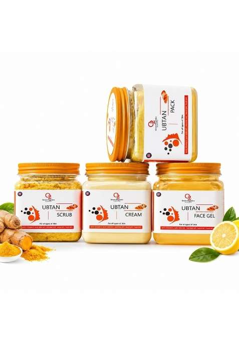 O2 Green Organics Ubtan Facial Care Combo Kit Ubtan Scrub Ubtan Cream Ubtan Face Gel and Ubtan Face Pack