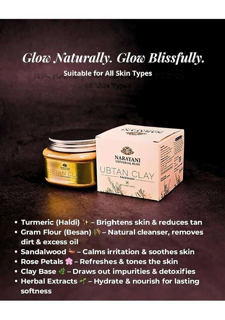 Narayani Universal Bliss Ubtan Clay Face Wash Has the Ingredients Like Turmeric Gram Flour Sandalwood - Indya