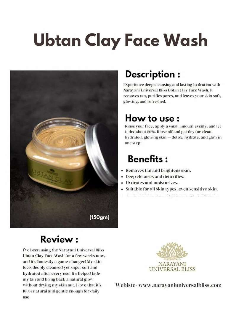 Narayani Universal Bliss Ubtan Clay Face Wash Has the Ingredients Like Turmeric Gram Flour Sandalwood - Indya
