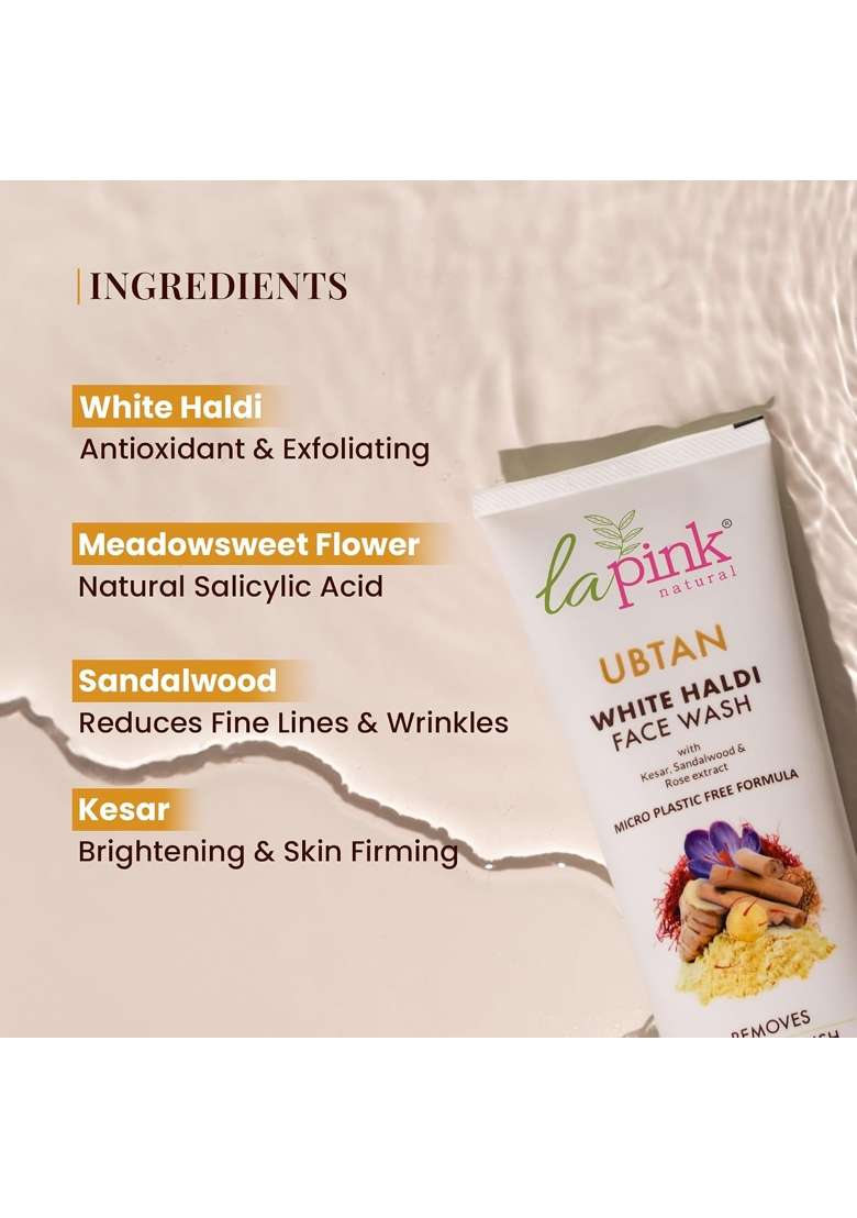 La Pink Ubtan White Haldi Refreshing Glow Combo 100 Percent Microplastic Free Formula Pack of 2 - Indya