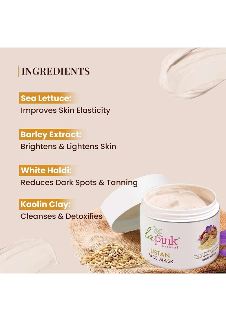 La Pink Ubtan White Haldi Refreshing Glow Combo 100 Percent Microplastic Free Formula Pack of 2 - Indya