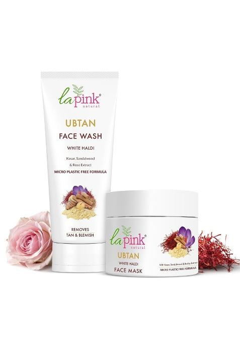 La Pink Ubtan White Haldi Refreshing Glow Combo 100 Percent Microplastic Free Formula Pack of 2