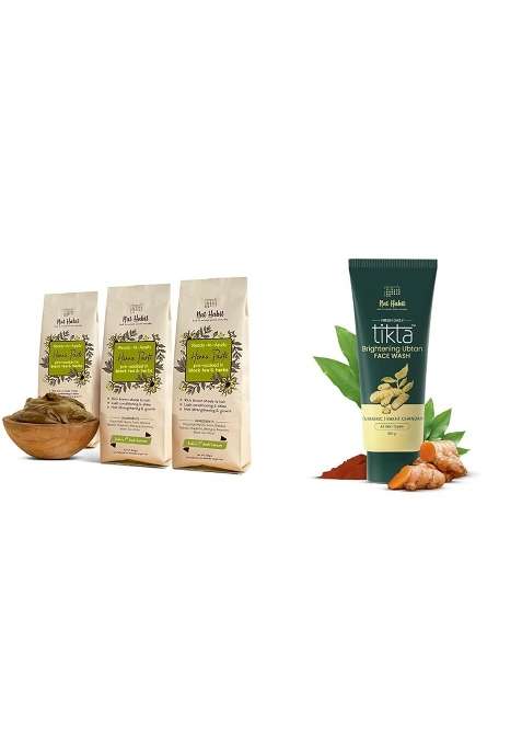 Nat Habit Brown Fresh Ready to Apply Henna Paste X 220G and Nat Habit Ubtan Face Wash Pack of 3