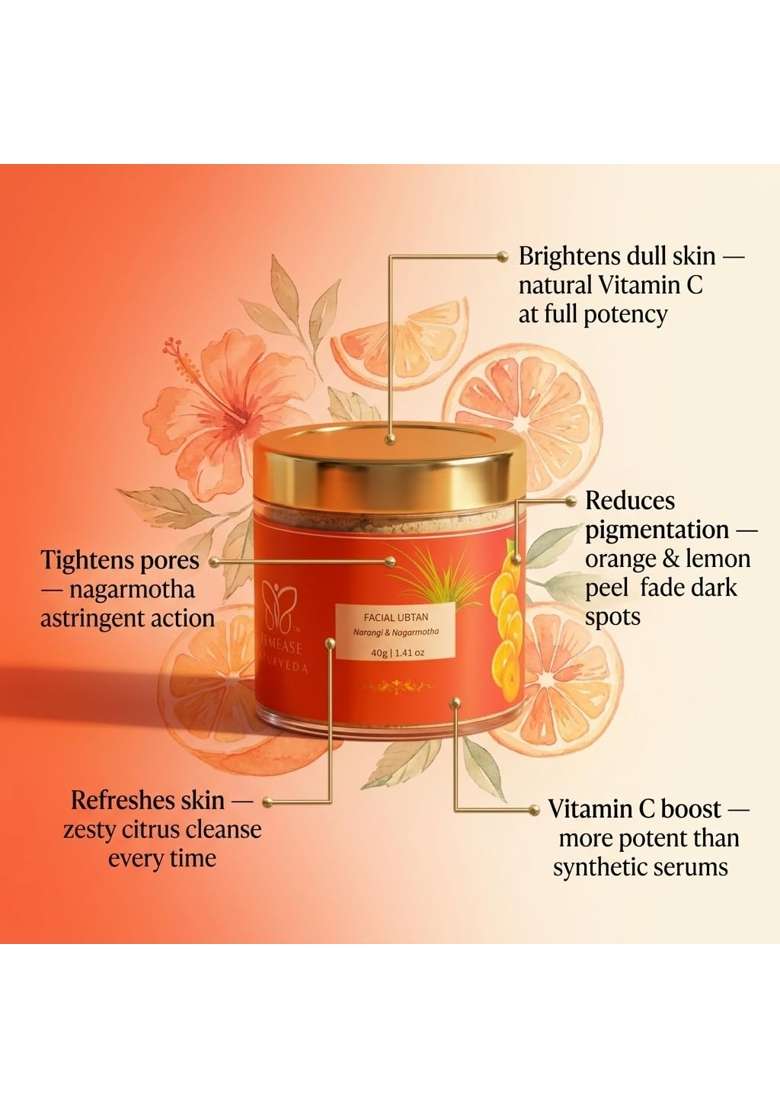 Femease Narangi Nagarmotha Ubtan 100G Luxury Ayurvedic Orange Peel Face and Body Scrub - Indya