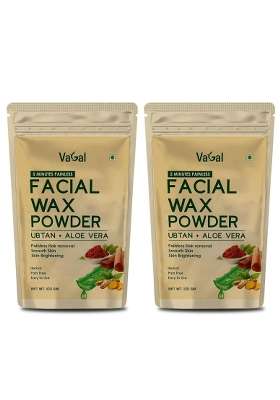 Vagal Facial Wax Powder Ubtan and Aloe Vera Blend Painless Hair Removal Pack of 2
