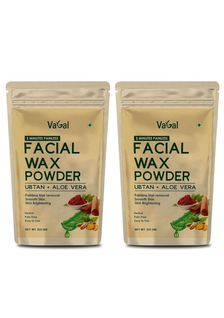 Vagal Facial Wax Powder Ubtan and Aloe Vera Blend Painless Hair Removal Pack of 2 - Indya