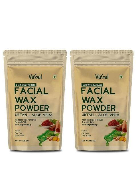 Vagal Facial Wax Powder Ubtan and Aloe Vera Blend Painless Hair Removal Pack of 2