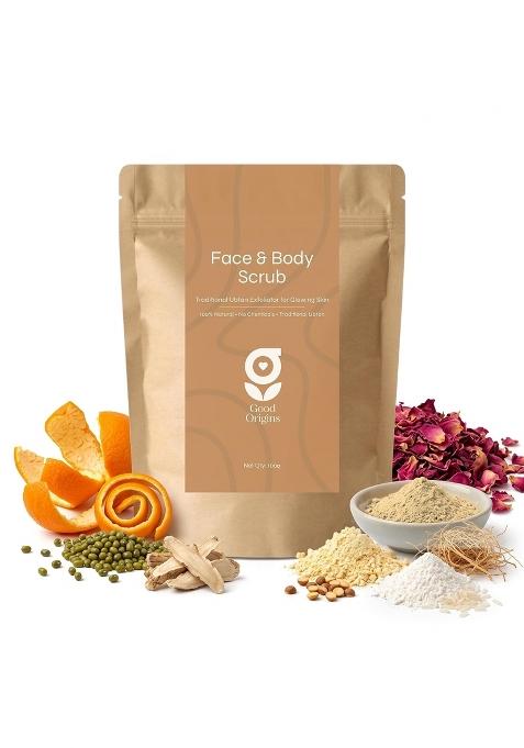 Good Origins De Tan Ubtan Face Pack and Body Scrub Powder Orange Peel Rose and Bengal Gram Pack of 3