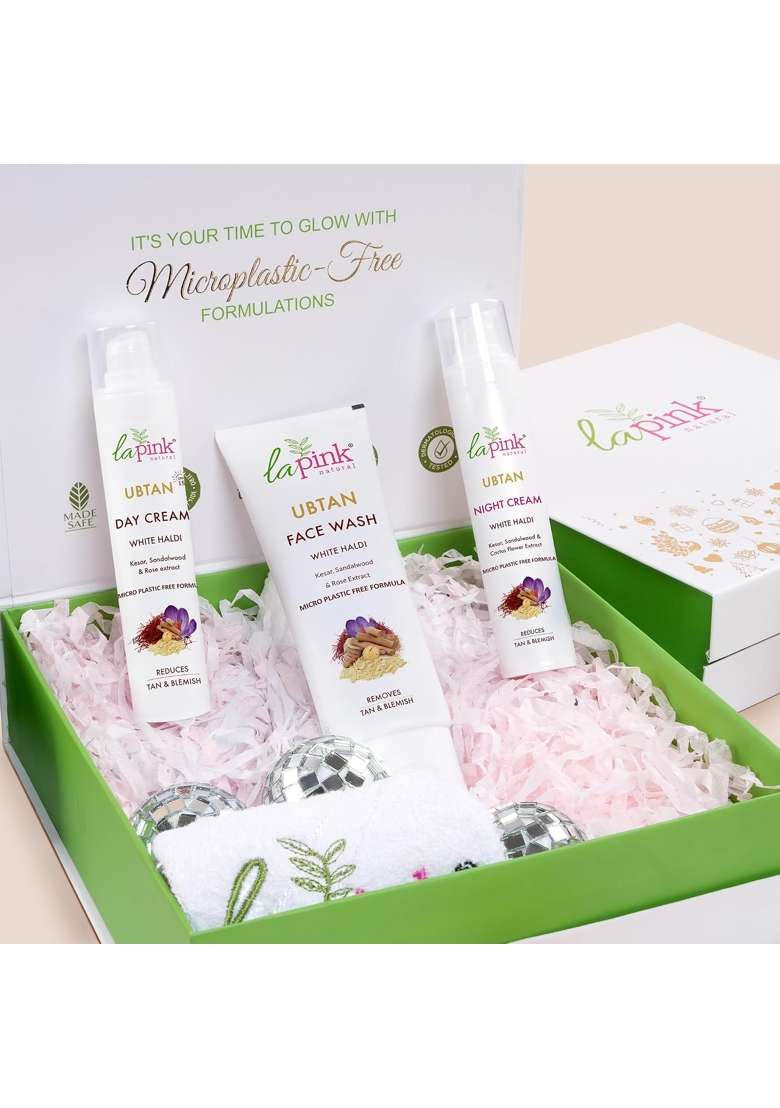 La Pink Golden Glow Skincare Kit Ubtan Face Wash Day and Night Cream - Indya
