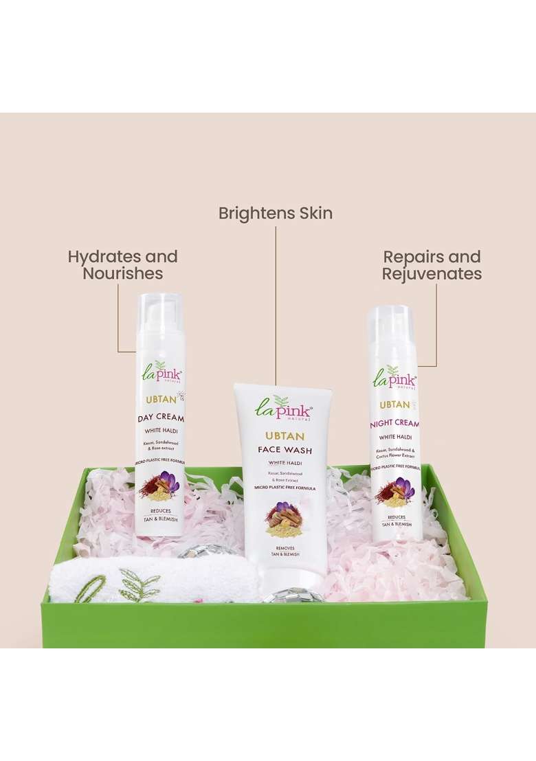 La Pink Golden Glow Skincare Kit Ubtan Face Wash Day and Night Cream - Indya