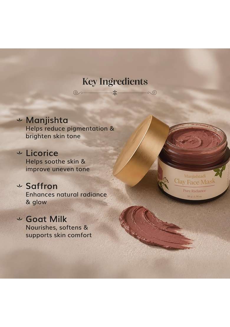 Chengavi Manjishtadi Clay Face Mask 50G Ayurvedic Ubtan Style Face Pack - Indya