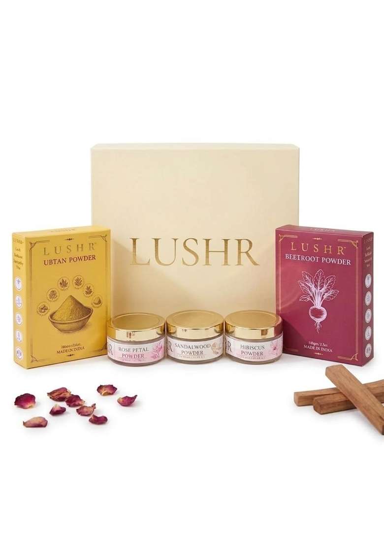 Lushr Ubtan and Beetroot Powder Sandalwood Face Pack Organic Rose Petals Powder - Indya