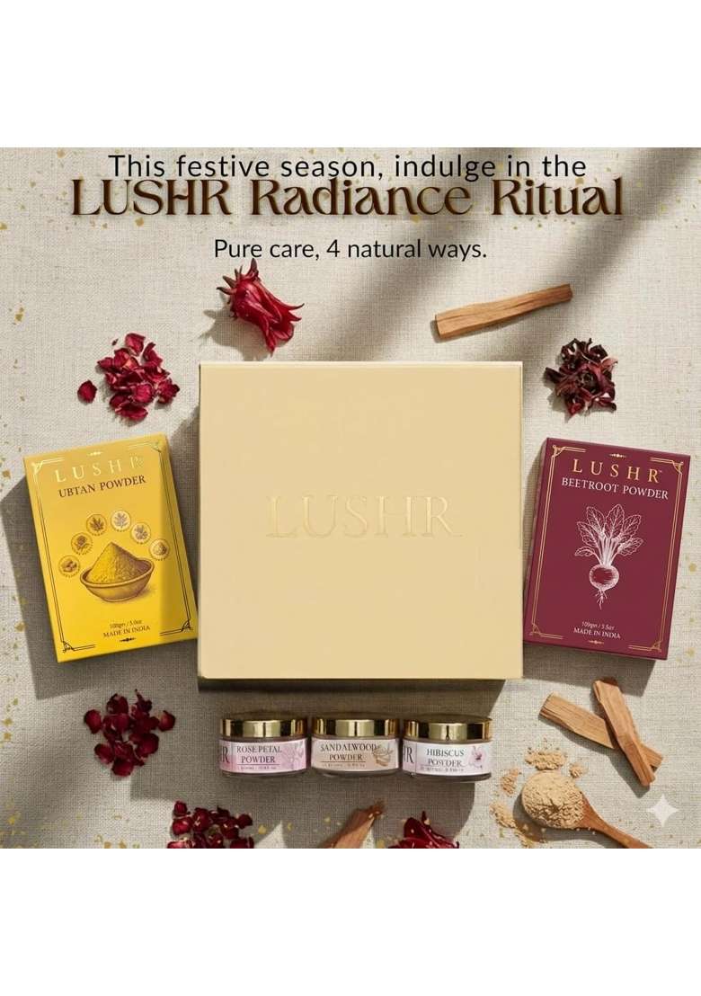 Lushr Ubtan and Beetroot Powder Sandalwood Face Pack Organic Rose Petals Powder - Indya