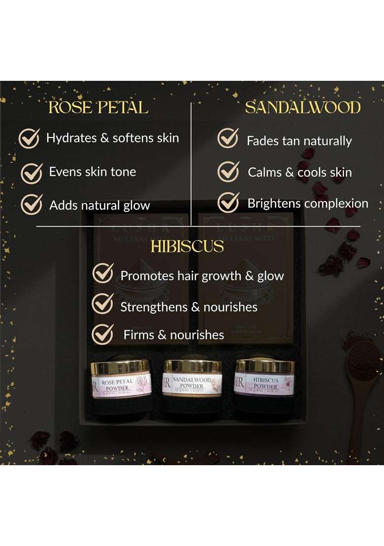Lushr Ubtan and Beetroot Powder Sandalwood Face Pack Organic Rose Petals Powder - Indya
