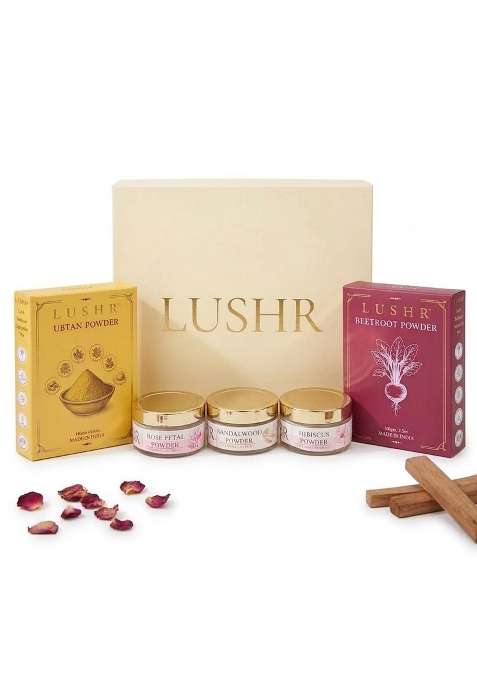 Lushr Ubtan and Beetroot Powder Sandalwood Face Pack Organic Rose Petals Powder