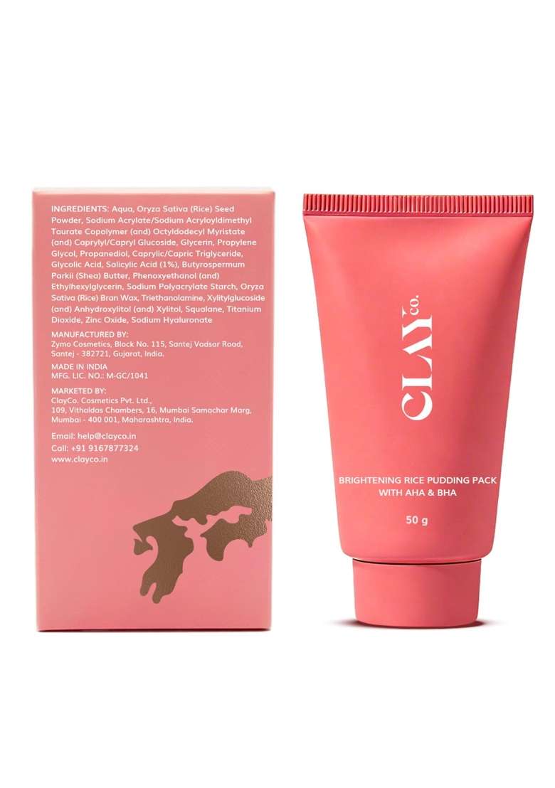 Clayco White Detan Rice Face Pack with AHA and BHA Brightening D Tan Face Pack with Salicylic Acid for Tan - Indya