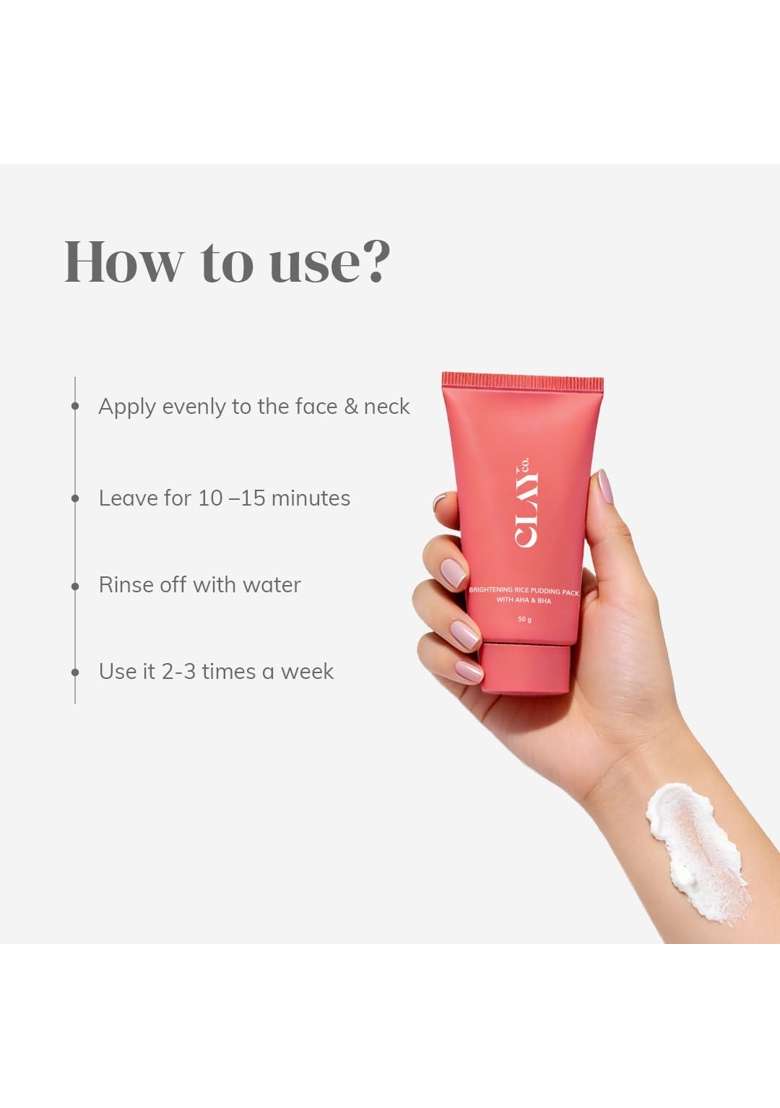 Clayco White Detan Rice Face Pack with AHA and BHA Brightening D Tan Face Pack with Salicylic Acid for Tan - Indya