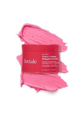Foxtale Cherry Collagen Whipped Clay Mask Vegan Collagen Plus Glycolic Acid Plus PHA Plus Cherry Beads