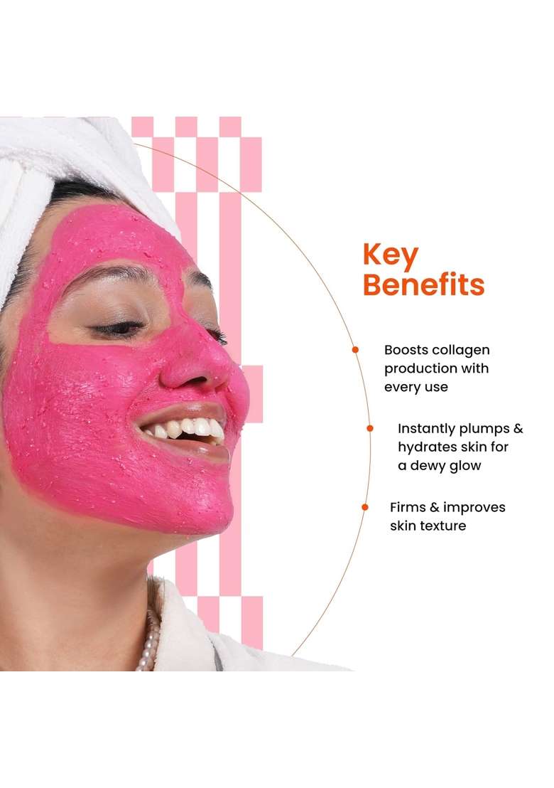 Foxtale Cherry Collagen Whipped Clay Mask Vegan Collagen Plus Glycolic Acid Plus PHA Plus Cherry Beads - Indya
