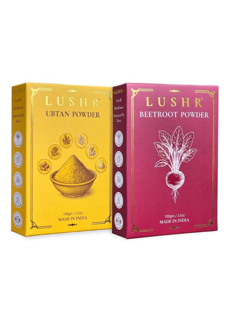 Lushr Beetroot Powder and Ubtan Powder 100 Percent Pure and Natural - Indya