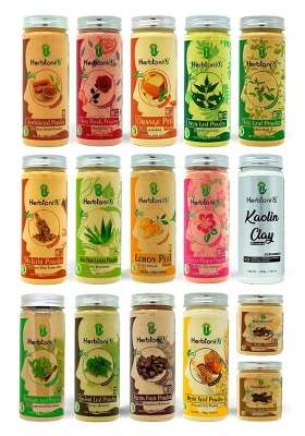 Herbtoniq Face Pack and Hair Pack Powder Sandalwood Rose Orange Neem Tulsi Licorice and More Set of 16