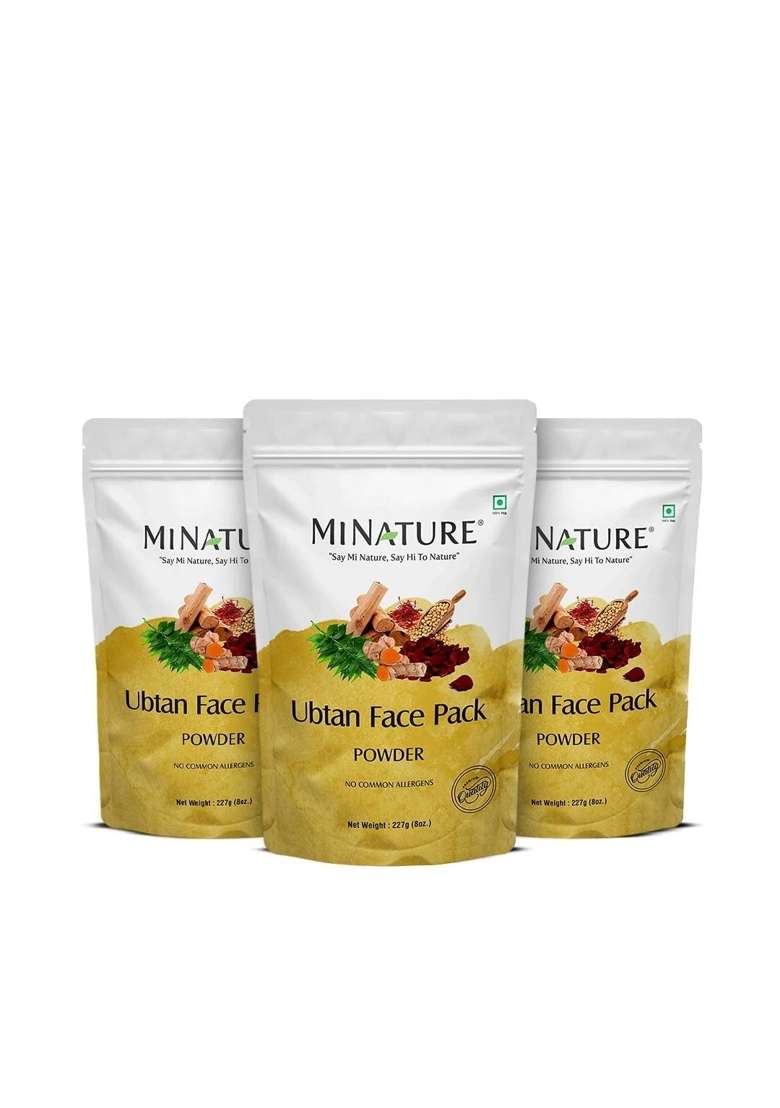 Mi Nature Ubtan Face and Body Pack Turmeric Barley Chickpeas Neem Sandalwood Mogra Flower Pack of 3 - Indya