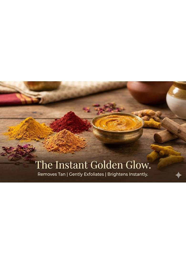 Indianjadibooti Swarna Prabha Golden Glow Face Pack Kasturi Haldi Sandalwood and Orange Peel - Indya