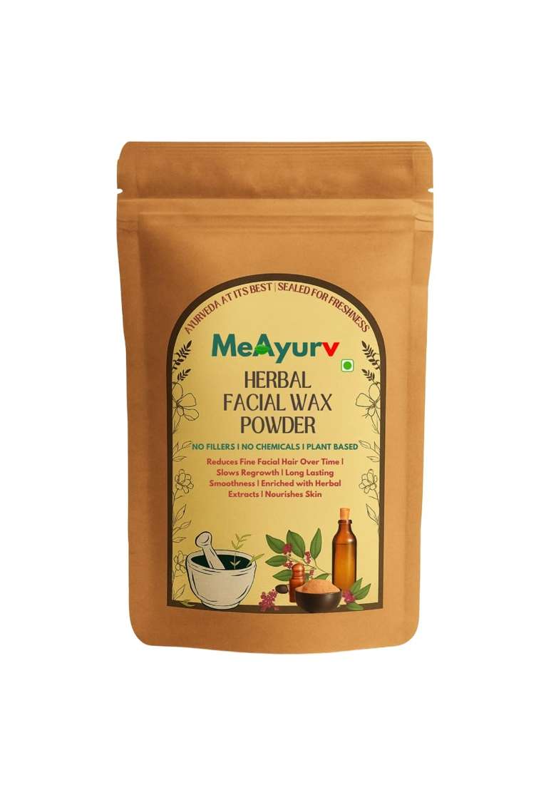 Meayurv Herbal Facial Wax Powder with Haldi Chandan for Painless Hair Removal and Tan Removal - Indya