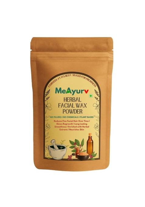 Meayurv Herbal Facial Wax Powder with Haldi Chandan for Painless Hair Removal and Tan Removal