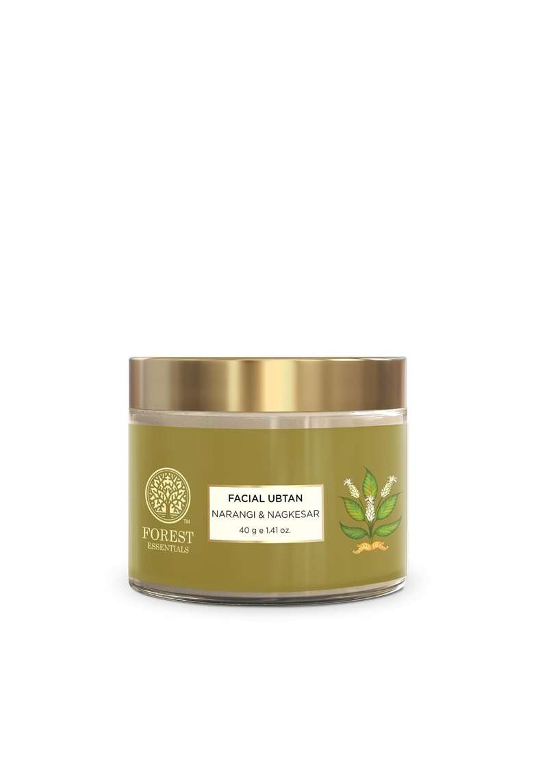 Forest Essentials Haldi Vernya Lepa Turmeric Mask and Narangi Nagkesar Facial Ubtan Orange Peel Sweet Almond - Indya
