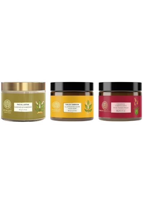 Forest Essentials Haldi Vernya Lepa Turmeric Mask and Narangi Nagkesar Facial Ubtan Orange Peel Sweet Almond