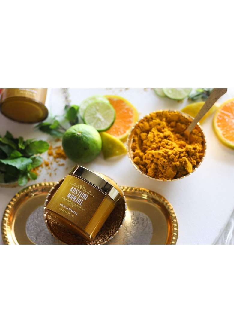 Shesha Ayurveda Combo of Natural Kasturi Manjal Wild Turmeric Powder and Red Sandalwood Cream for Skin a Wild - Indya