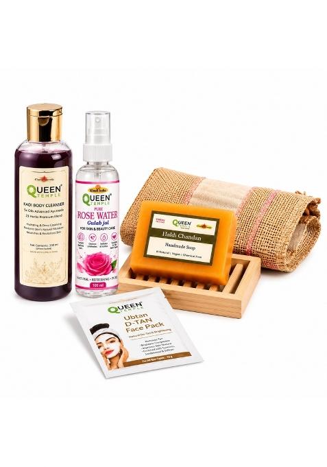 Queen Temple Khadi India Premium Skin Care Gift Hamper for Women and Men by Queen Temple