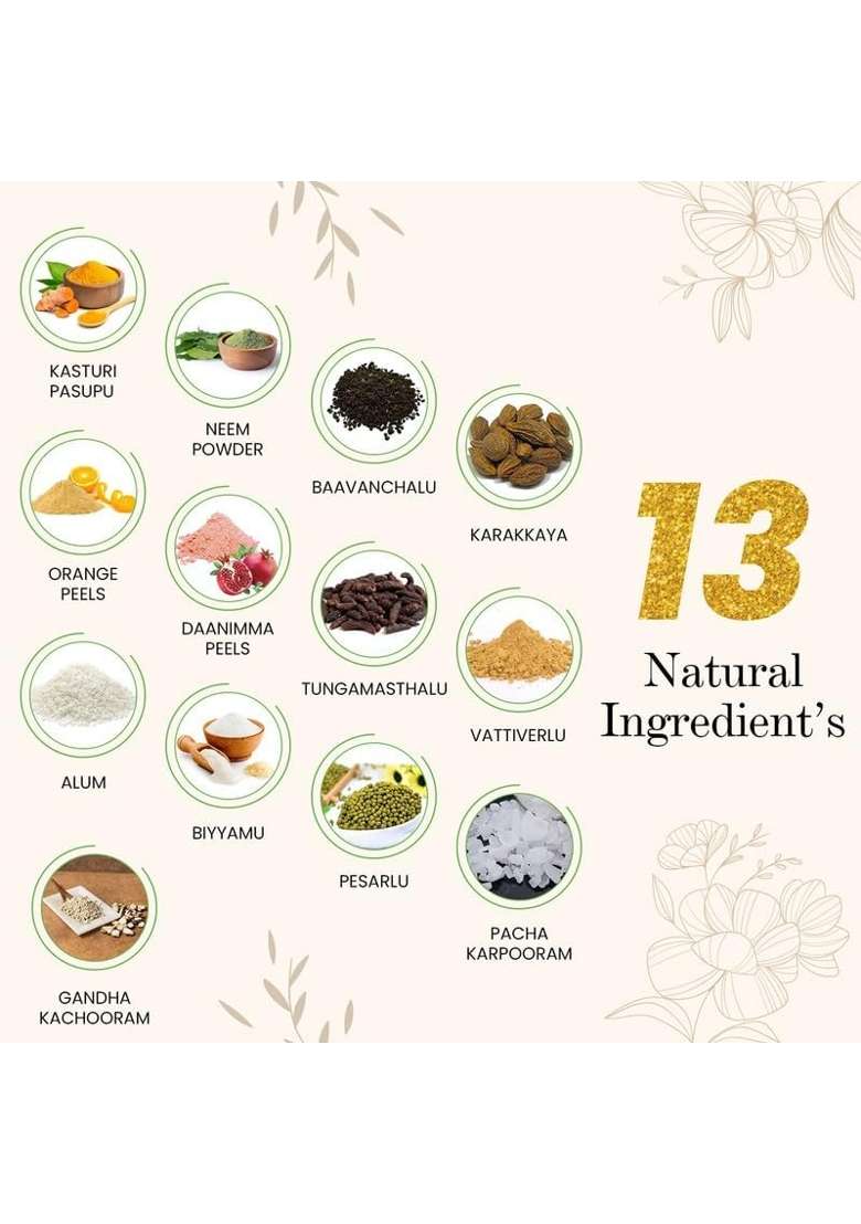 Anuhya Herbal Bath Natural Sunnipindi Powder Nalangu Maavu Bath for Men and Women with 13 Natural Pack of 2 - Indya